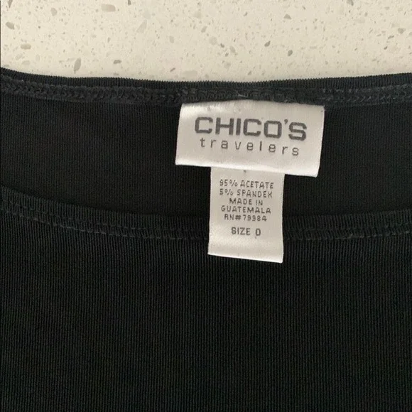 Chico's Women's 0 Black Long Sleeve Asymmetrical Hem Top K008 Casual Work Travel - Picture 7 of 8